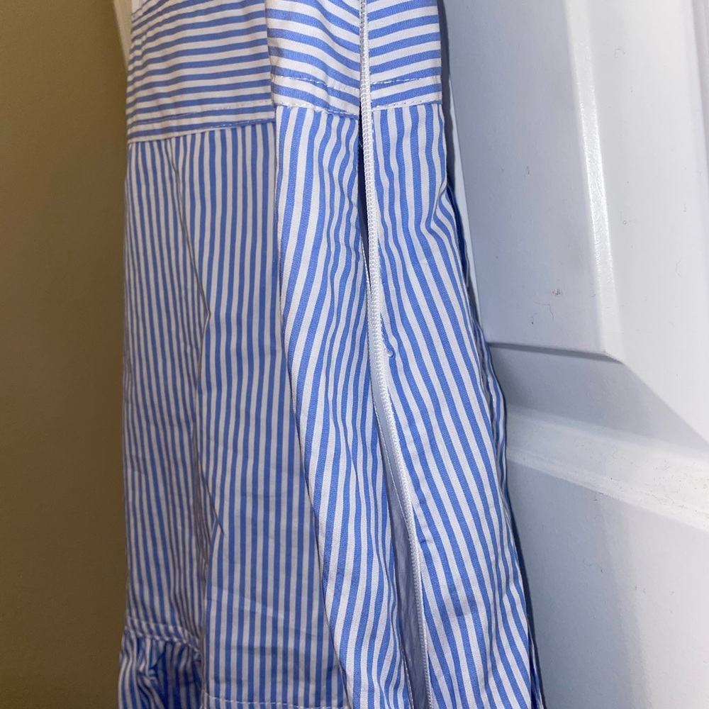 Veronica Beard White Top with Blue Ruffle Mini Dress - Picture 8 of 11